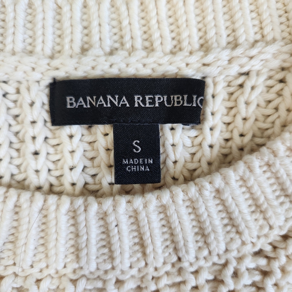 Banana Republic Cream Knit Top Size S - Picture 6 of 9